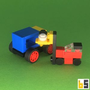 Micro Lkw mit Gabelstapler – Bausatz aus LEGO®-Steinen